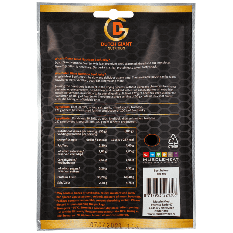 Dutch Giant Beef Jerky 50G (5 smaken) Muscle Meat