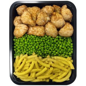 17. High Protein Meal Kipfilet Chunks - Tuinerwten - Macaroni met Madrassaus - 450g